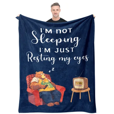 Funny Sleeping Bear Nap Blanket: I'm Not Sleeping
