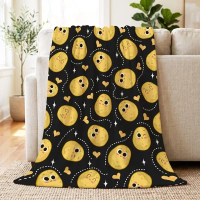 Cute Potato Pattern Blanket: Kawaii Tuber Design for Cozy Days