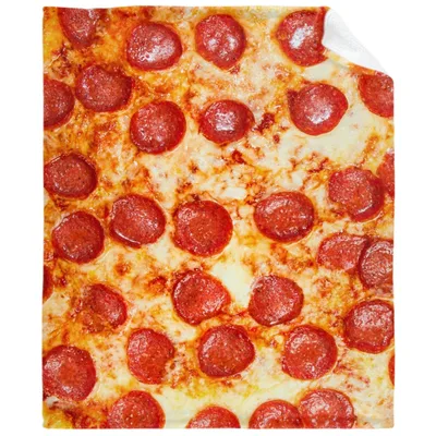 Cheesy Pepperoni Slice Print Blanket for Foodie Cozy Nights