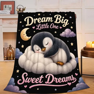Sleeping Penguin Baby Blanket features a cute penguin