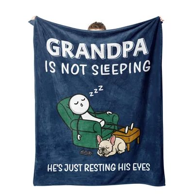 Grandpa Sleeping Recliner Dog Blanket: Resting His Eyes Design