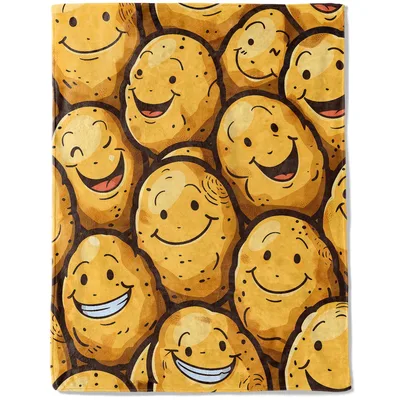 Smiling Potatoes Pattern Blanket: Whimsical Tuber Design for Cozy Days