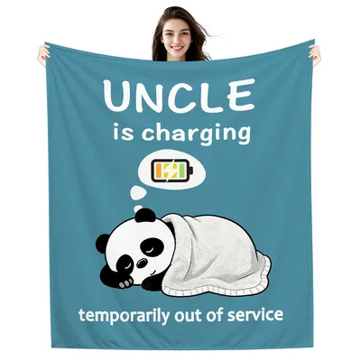 Sleeping Panda Funny Blanket: Uncle Charging Out of Service Design
