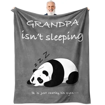 Sleeping Panda Grandpa Blanket: Resting Eyes Design for Cozy Naps