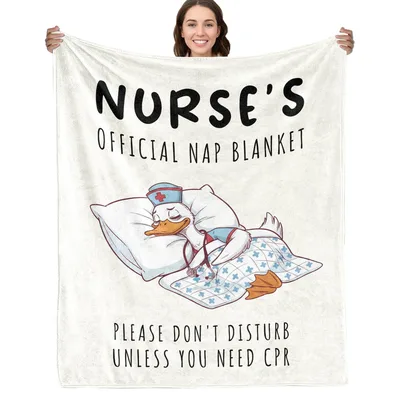 Nurse's Nap Duck Please Blanket for Funny Nursing Humor