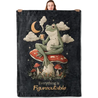 Frog Mushroom Coffee Blanket: Everything is Figureoutable Design