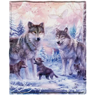 Wolf Family in Snow Blanket: Cozy Winter Pack Art