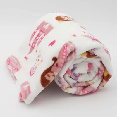 Princess Pink Print Pattern Blanket: Whimsical Castle and Girl Design
