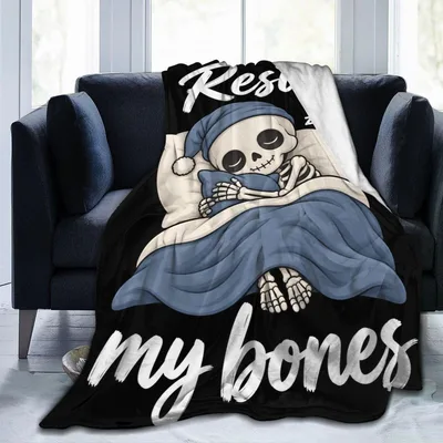 Resting My Bones Sleepy Blanket: Cozy Skeleton Design for Nap Lovers