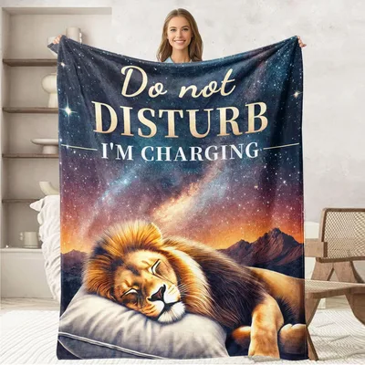 Do Not Disturb I'm Charging Blanket: Lion Nap Design