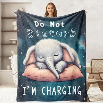 Do Not Disturb I'm Charging Elephant Blanket for Nap Lovers