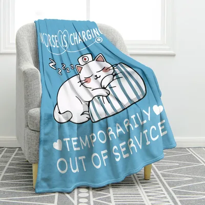 Nurse Cat Blanket: Chargin Temporarily Out of Service Design