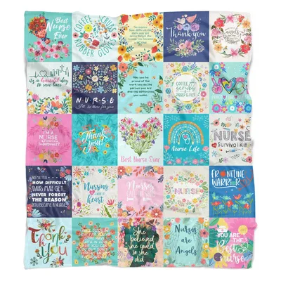 Nurse Floral Quotes Blanket Celebrating Caregivers with Floral Patches