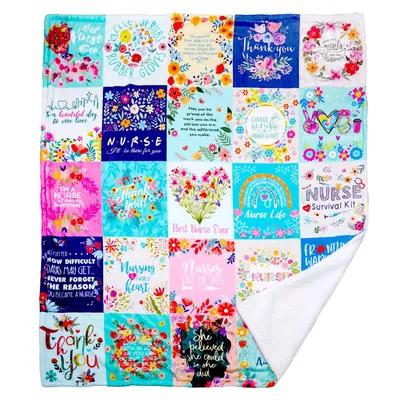 Nurse Appreciation Floral Quotes Blanket features a vibrant