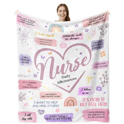 Nurse Affirmations Nurse Appreciation Blanket with Heart and Quotes