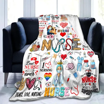Nurse Icons Nursing Pattern Blanket Celebrating Healthcare Heroes