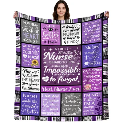 Truly Amazing Nurse Collage Blanket features purple quote