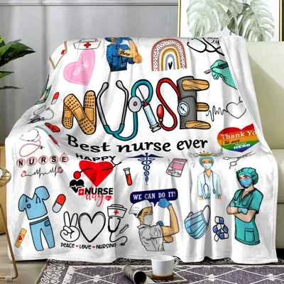 Nurse Icons Best Nurse Blanket featuring a collage of stethoscopes