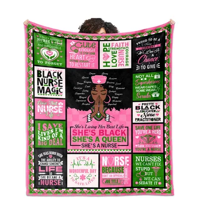 Black Nurse Nursing Pride Blanket: She's Black She's a Queen