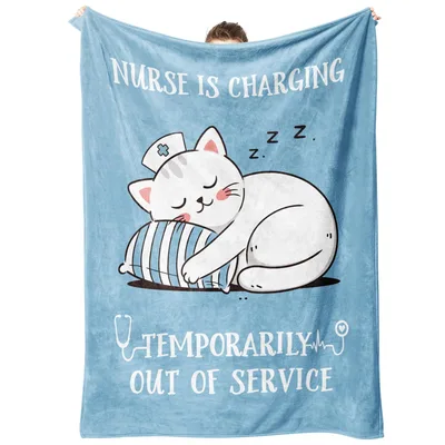 Sleeping Cat Blanket features a napping white cat