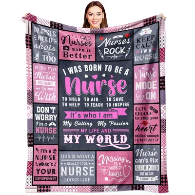 Nurse Pink Patchwork Blanket: Born to Be a Nurse Design