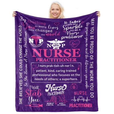 Nurse Practitioner Purple Blanket Celebrating Nursing Career and Humor