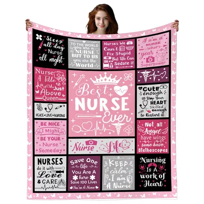 Pink Nurse Quotes Collage Blanket Featuring Best Nurse Ever Text