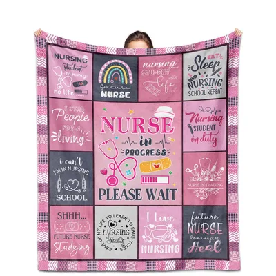 Nursing Student Pink Humor Blanket featuring "Nurse