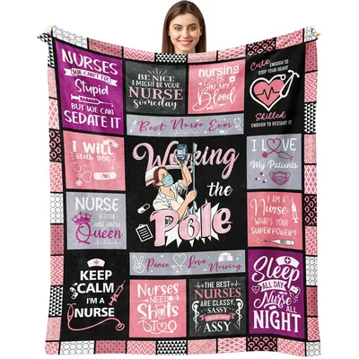 Nurse Humor Sayings Blanket featuring Working the Pole art