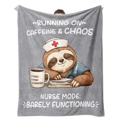 Sloth Nurse Coffee Blanket: Running on Caffeine and Chaos Design