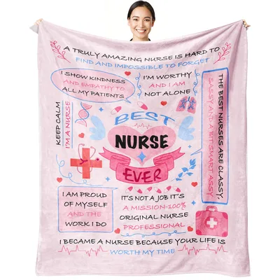 Best Nurse Ever Typography Blanket Celebrating Kindness and Mission