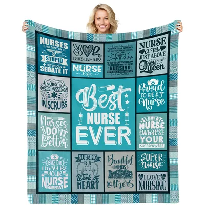 Teal Nurse Quotes Patchwork Blanket Celebrating Best Nurse Ever