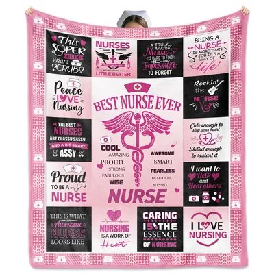 Nurse Appreciation Pink Caduceus Blanket Celebrating Best Nurse Ever