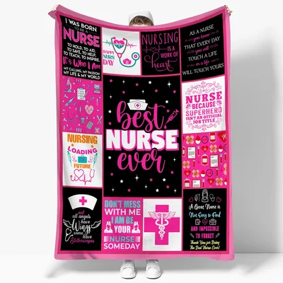 Nurse Quotes Inspirational Blanket featuring Best Nurse Ever text