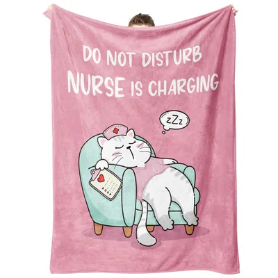 Nurse Cat Sleeping Blanket: Do Not Disturb Nurse Is Charging Design
