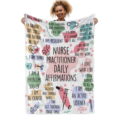 Nurse Affirmations with Stethoscope Blanket for NP Self-Care and Pride