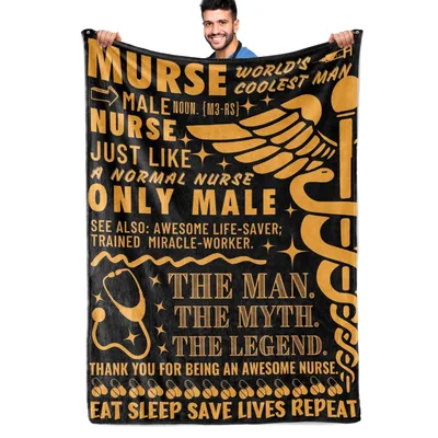 Male Nurse Black Blanket Celebrating the Murse with Humor and Style