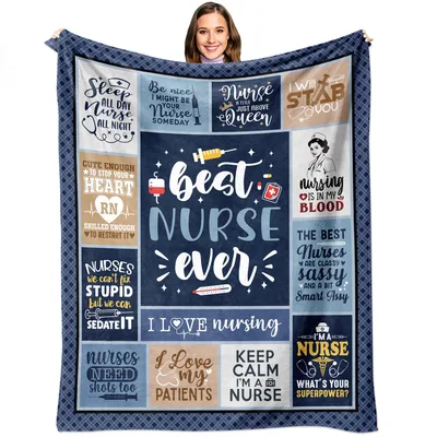 Navy Nurse Sass Collage Blanket Celebrating Best Nurse Ever