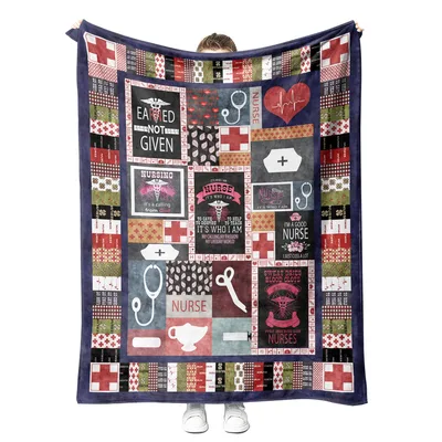 Nurse Medical Icons Patchwork Blanket Celebrating Nursing Life