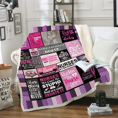 Nurse Life Words Collage Blanket for Healthcare Heroes