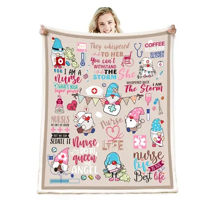 Nurse Life Words Print Blanket Featuring Gnomes