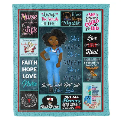 Faith Hope Love Nurse Blanket Celebrating Black Nurses and Scrub Life