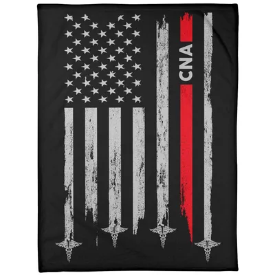 CNA American Flag Blanket with Red Stripe and Caduceus Symbols