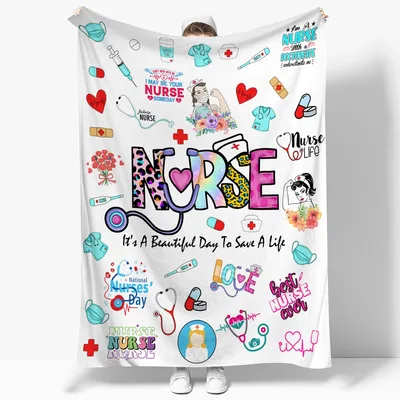 Beautiful Day to Save Blanket: Colorful Nurse Design
