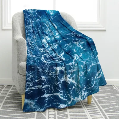 Throw Water Ocean Waves Sea Foam Throw Blanket for Beach Lovers