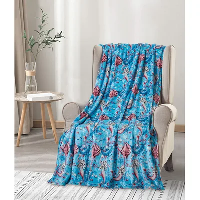 Under the Sea Blanket: Mermaid Ocean Pattern Throw