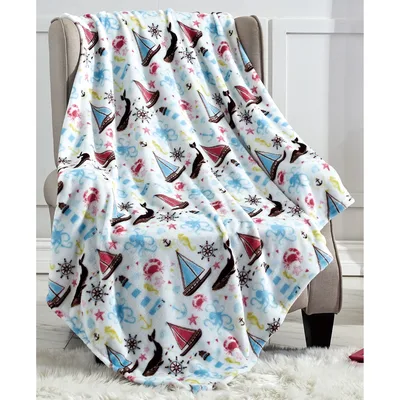 Nautical Sailboat Blanket: Sea Life Pattern for Ocean Lovers
