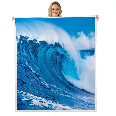 Ocean Wave Blanket: Crashing Blue Surf Design for Beach Lovers
