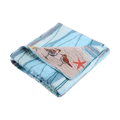 Coastal Birds Blanket: Sandpiper and Starfish Beach Design