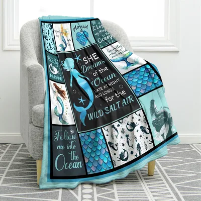 Mermaid Ocean Blanket: She Dreams of the Ocean Wild Salt Air Design